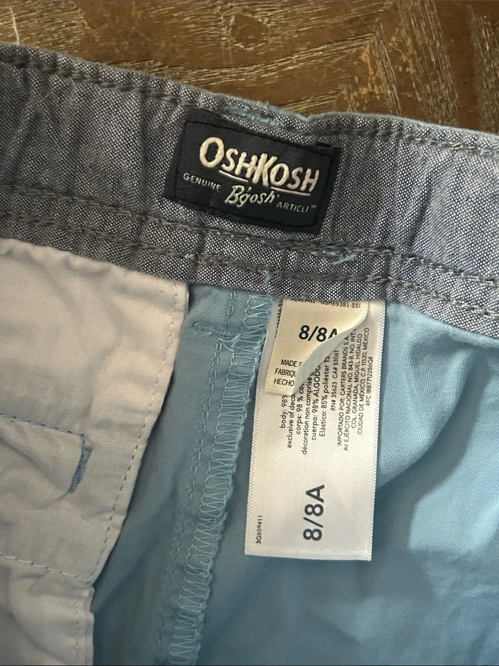OshKosh B'gosh Light Blue Boys Cotton Chino Flat-Front Shorts Size 8